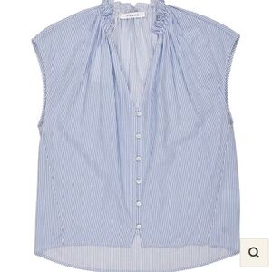 Frame Denim Light Blue and White Striped Top